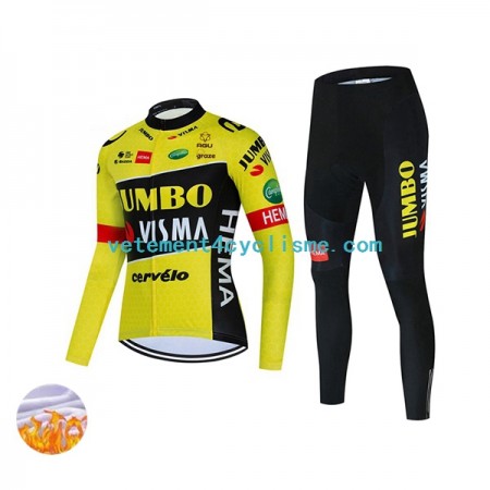 Femme Tenue Cycliste Manches Longues et Collant Long Hiver Thermal Fleece 2022 Team Jumbo-Visma N001